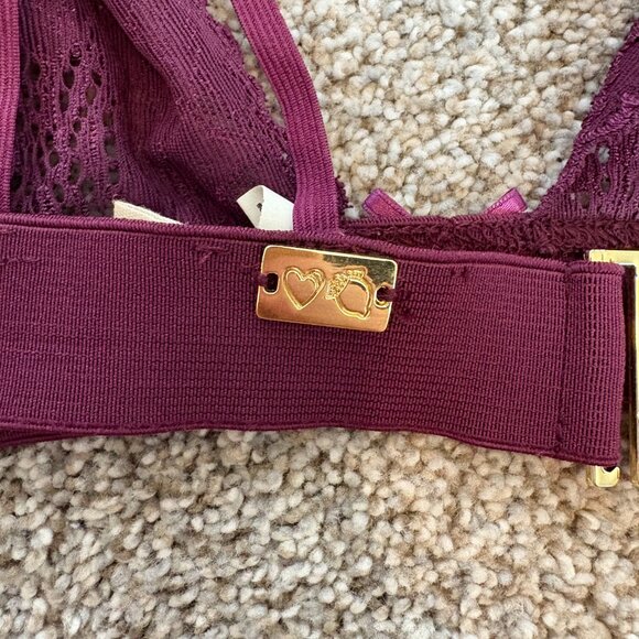 For Love & Lemons Skivvies Lace Bra Bralette Size M/L Maroon Lacy Sexy - Picture 9 of 13